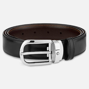 Mont Blanc, Horseshoe buckle black/brown 30 mm reversible leather belt