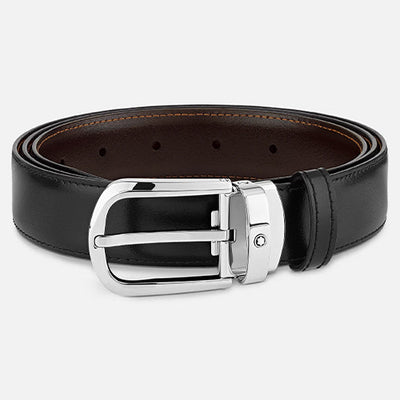 Mont Blanc, Horseshoe buckle black/brown 30 mm reversible leather belt