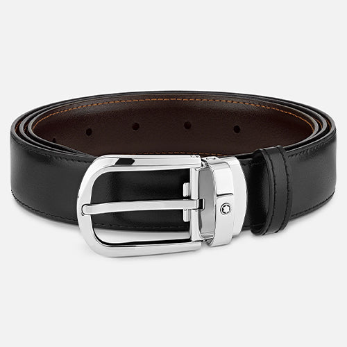 Mont Blanc, Horseshoe buckle black/brown 30 mm reversible leather belt