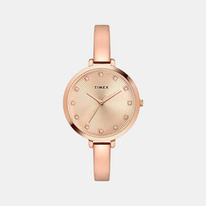 Fashion Women Quartz Rose Gold Dial Analog Brass Watch TWEL12821