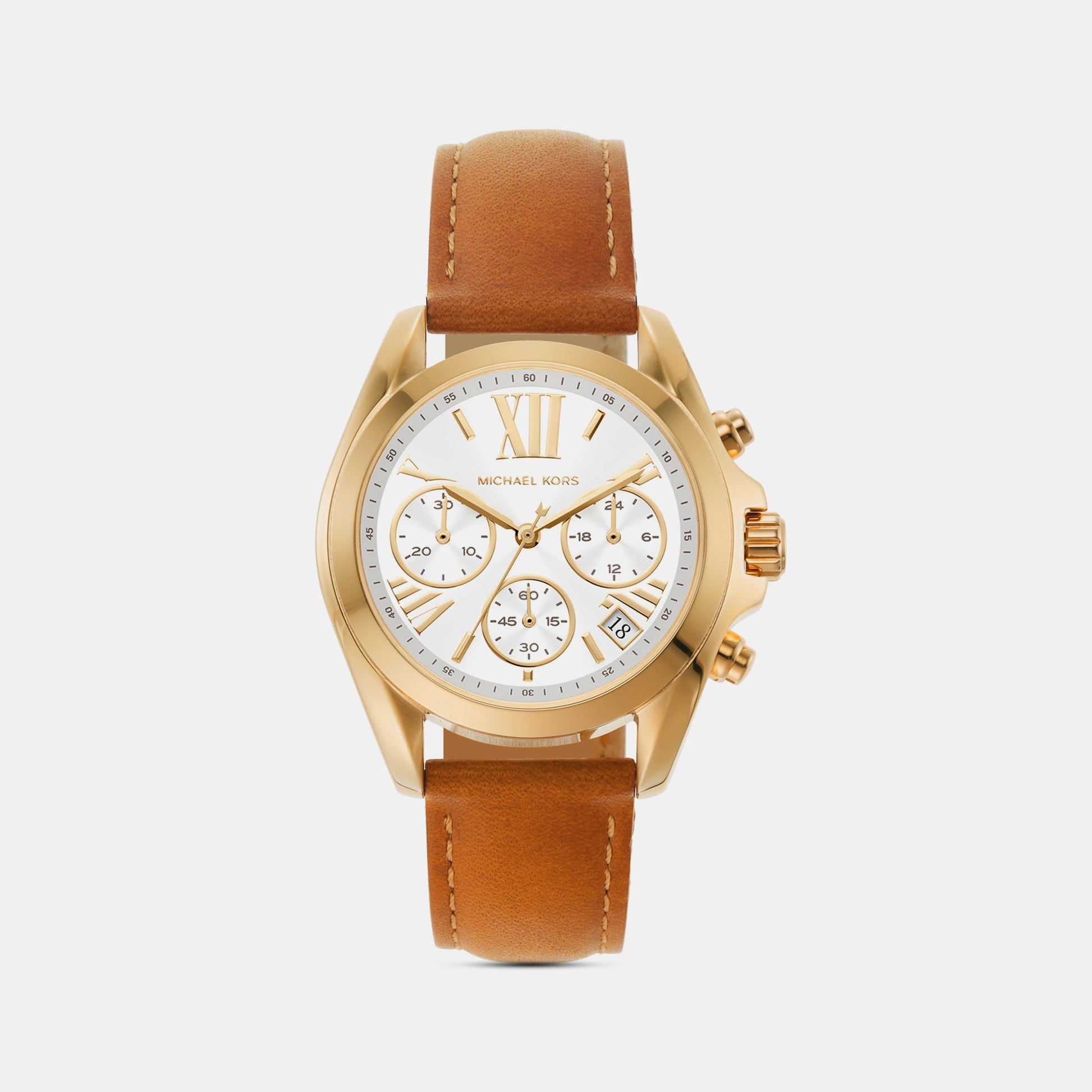 Bradshaw Women Quartz White Dial Chronograph Leather Watch MK2961