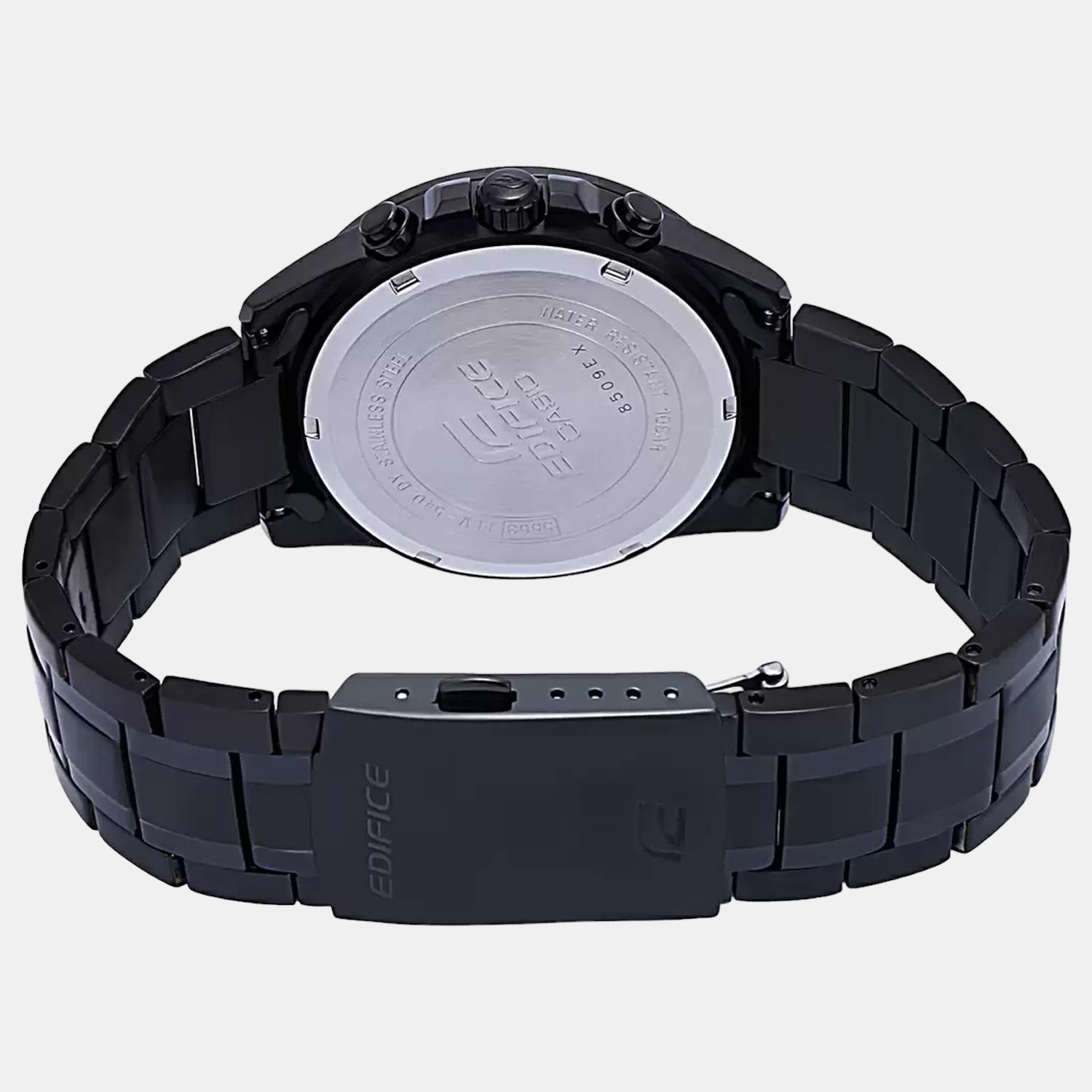 Edifice Men Quartz Black Dial Chronograph Stainless Steel Watch EX415