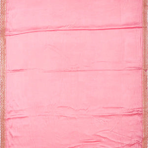 Bubble-gum Pink Woven Satin Saree With Embroidered Floral Motifs