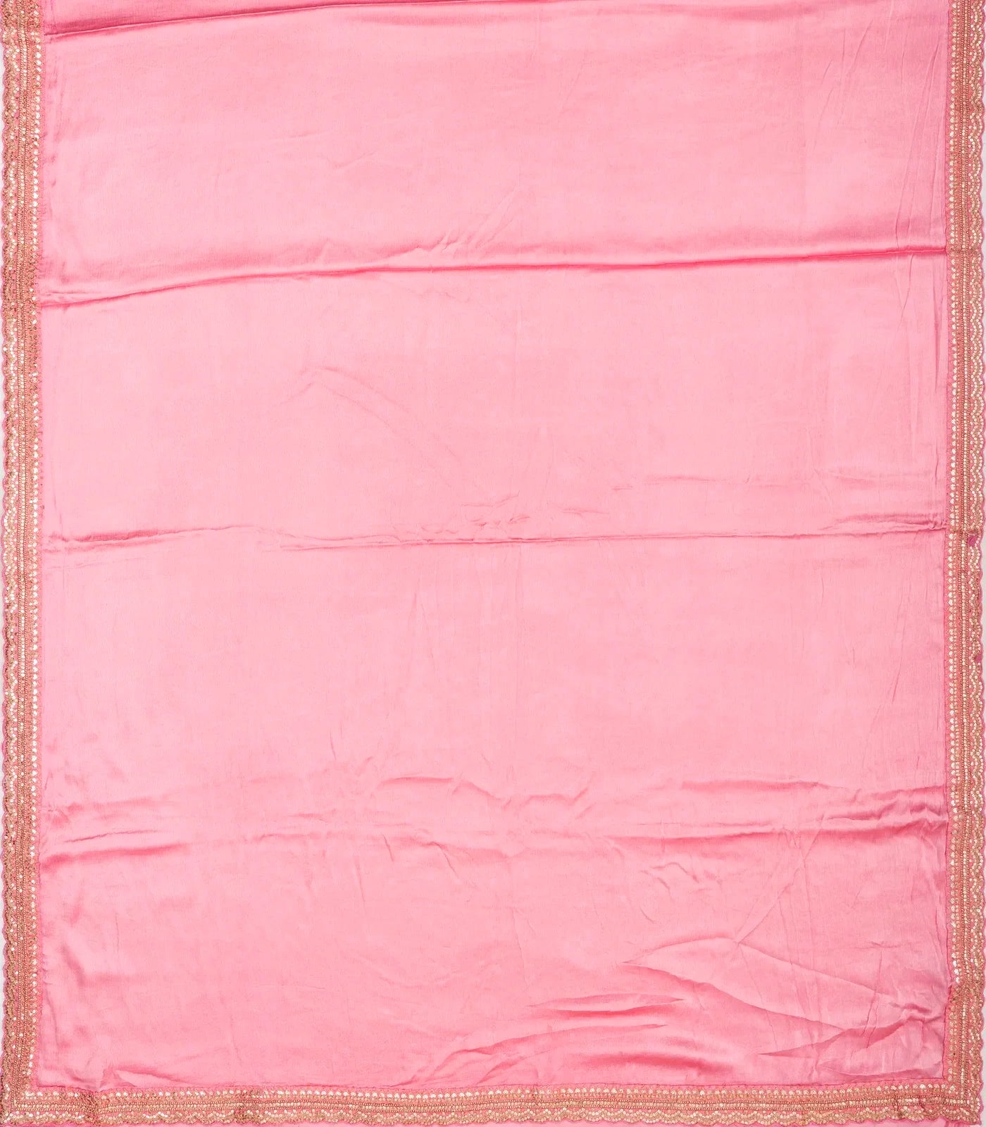Bubble-gum Pink Woven Satin Saree With Embroidered Floral Motifs