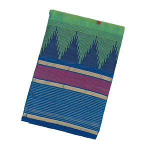 Aquamarine Handloom Chettinad Cotton Saree With Floral Buttas