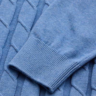 Light Blue Zipper Knitted Polo T-Shirt