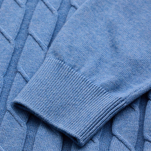 Light Blue Zipper Knitted Polo T-Shirt