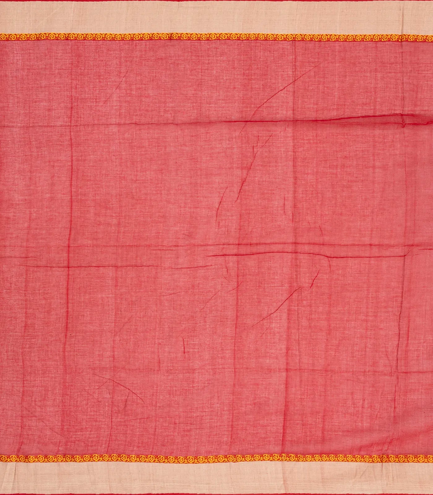 Red Handloom Bengal Cotton Saree With Mango Buttas