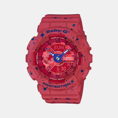 Baby-G Women Quartz Red Dial Analog-Digital Resin Watch B203