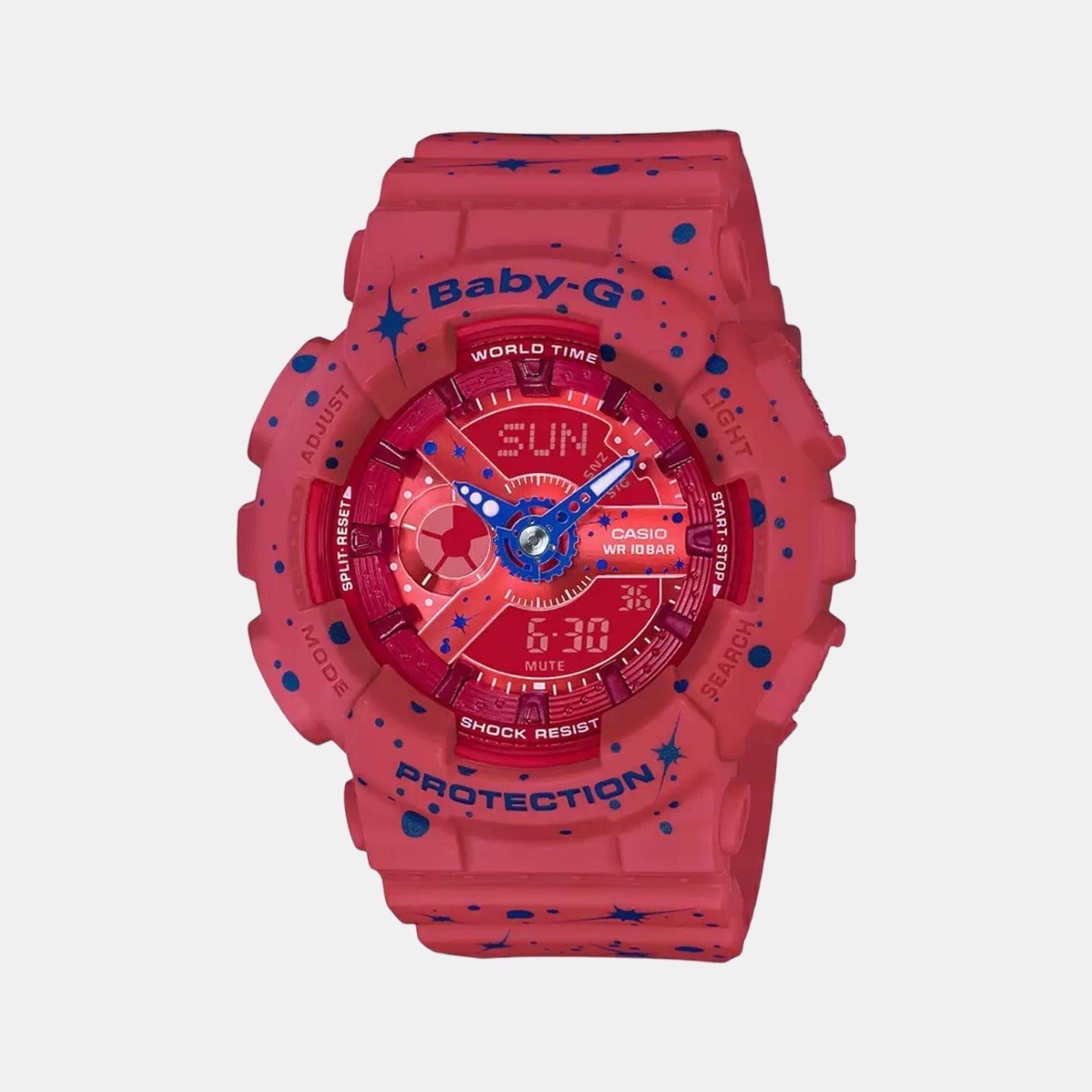 Baby-G Women Quartz Red Dial Analog-Digital Resin Watch B203