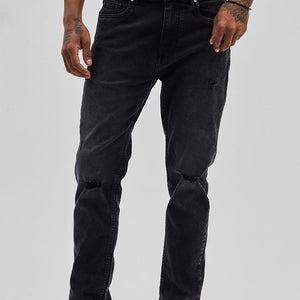 Black Distressed Slim Fit Jeans