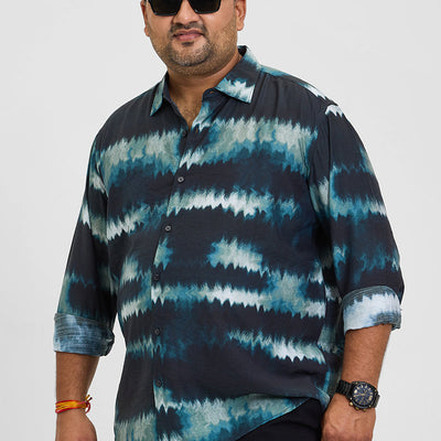 Navy Abstract Regular Fit Shirt