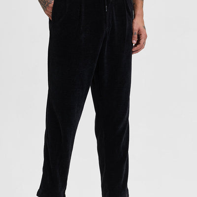 Black Corduroy Relaxed Fit Trousers