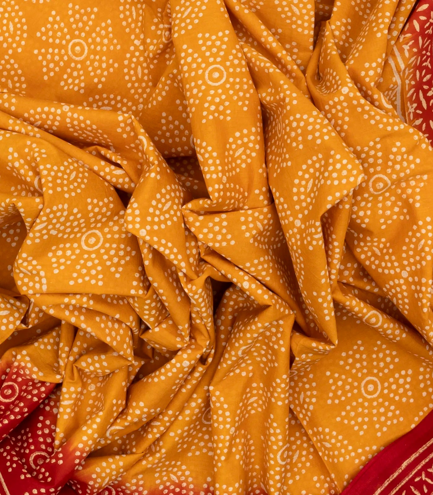 Yellow Woven Jaipur Cotton Saree With Printed Dotted Floral Motifs