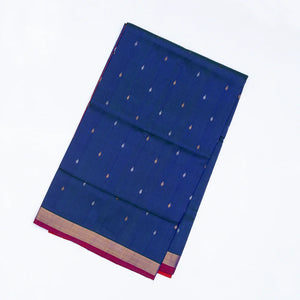 Dark Blue Handloom Uppada Silk Saree With Droplet Buttas