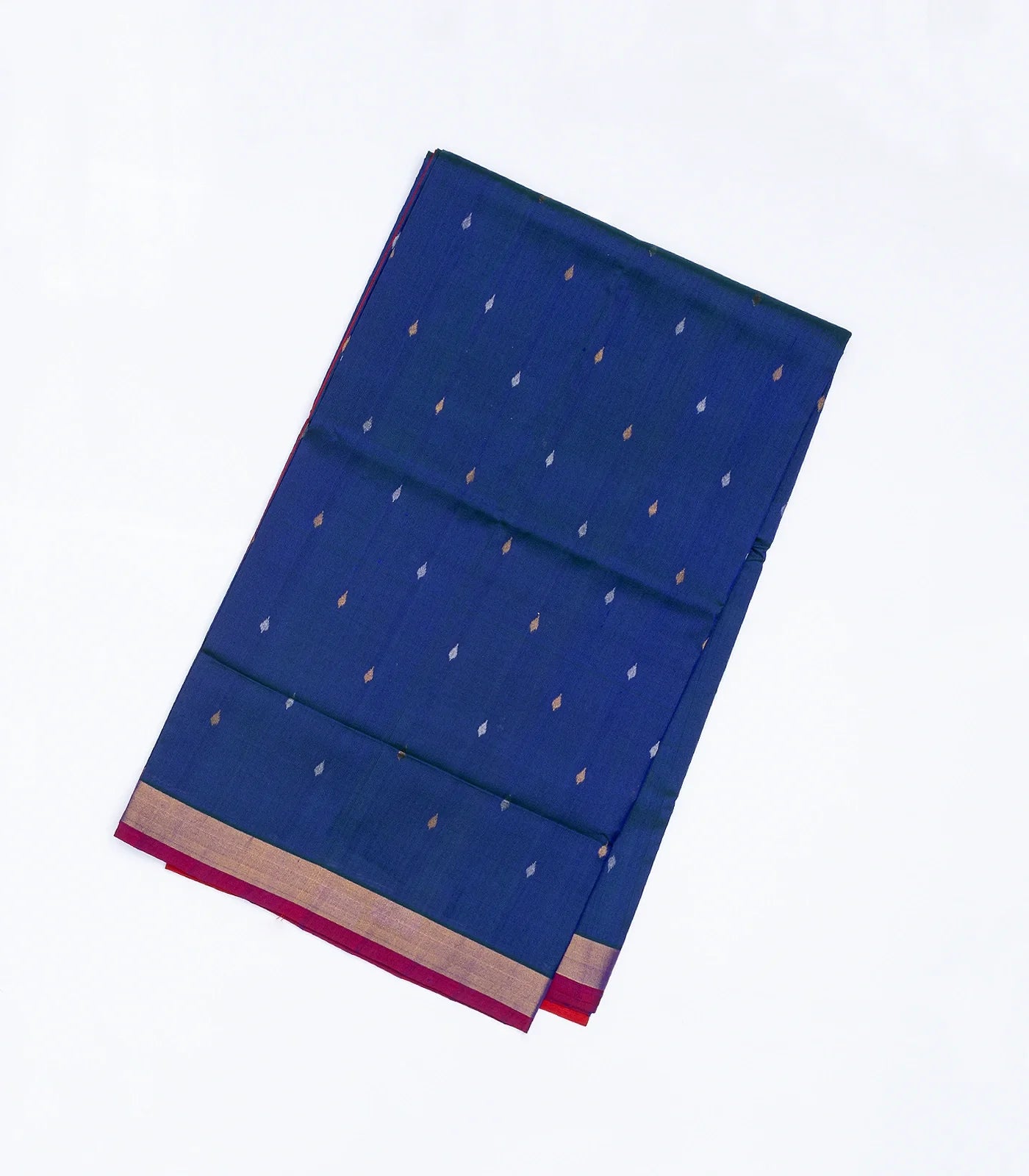 Dark Blue Handloom Uppada Silk Saree With Droplet Buttas