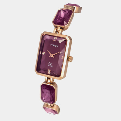 Fria Women Quartz Burgundy Dial Analog Brass Watch TWEL16903