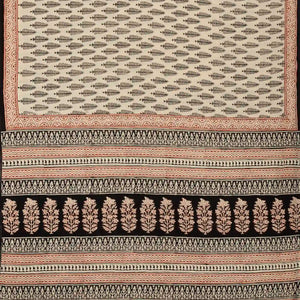 Taupe Woven Jaipur Cotton Saree Printed With Black Flower Motifs