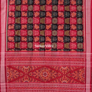 Red with Multicolored Kothi Sambalpuri Ikat Cotton Saree