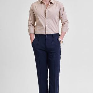 Beige Stretchable Slim Fit Shirt