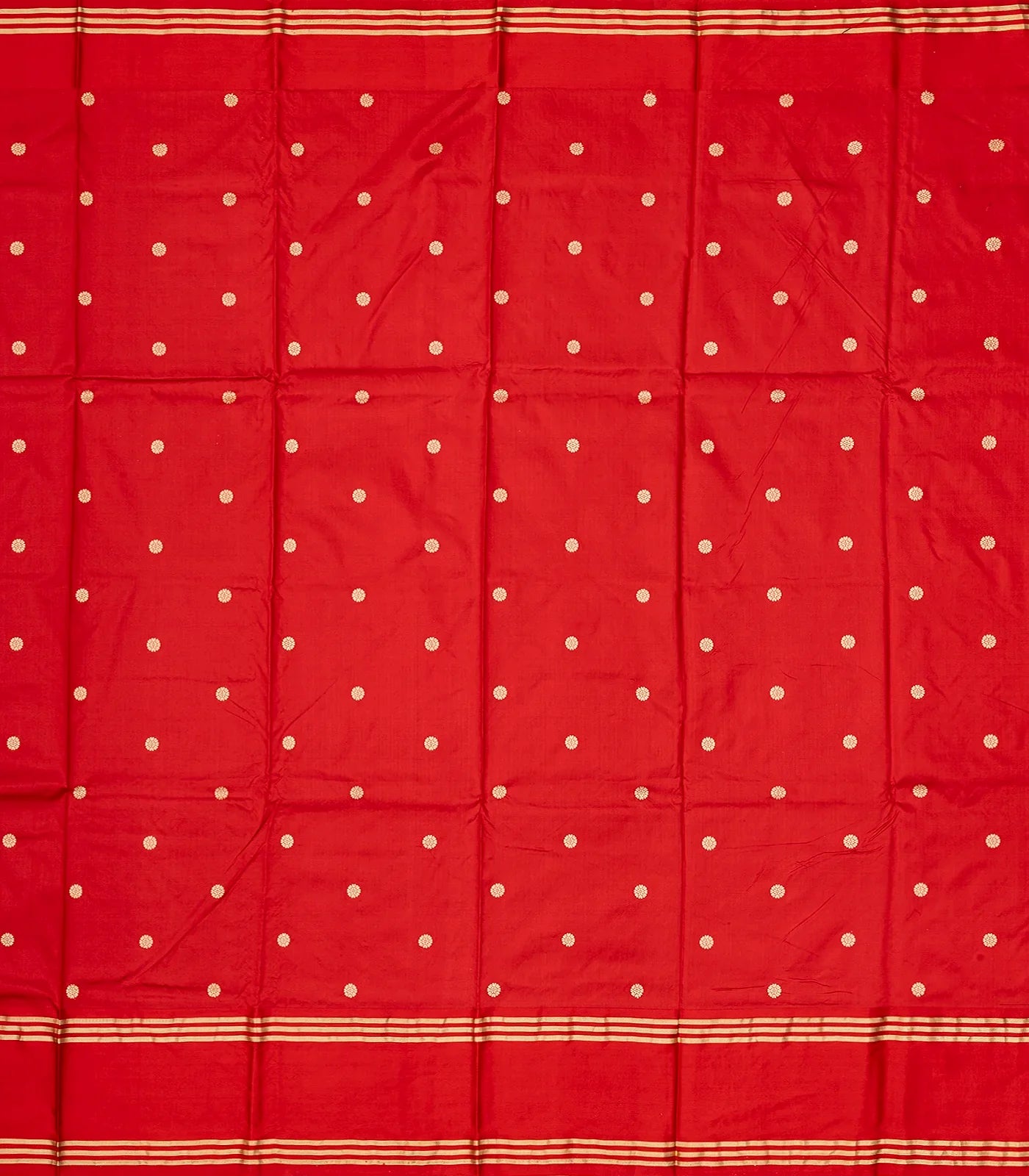 Maroon Handloom Banarasi Silk Saree With Floral Buttas & Red Border