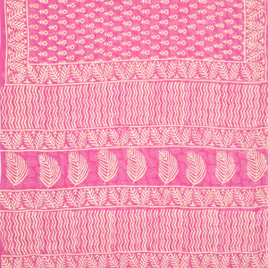 BubbleGum Pink Woven Jaipur Cotton Saree Printed With Cream Floral Motifs