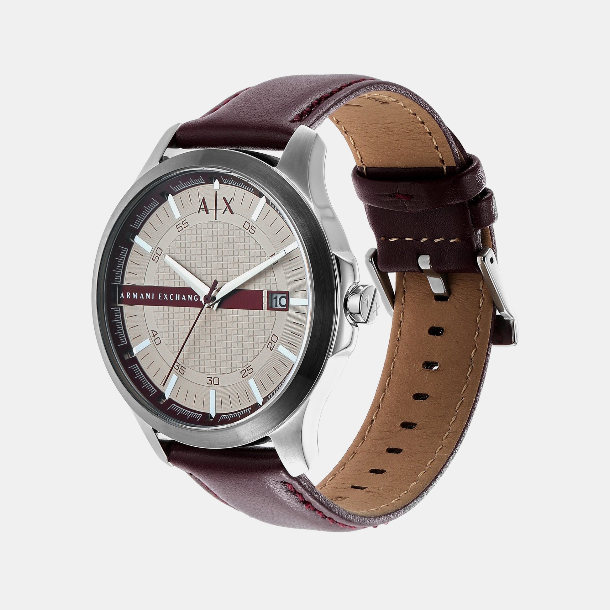 Hampton Men Quartz Grey Dial Analog Leather Watch AX2452