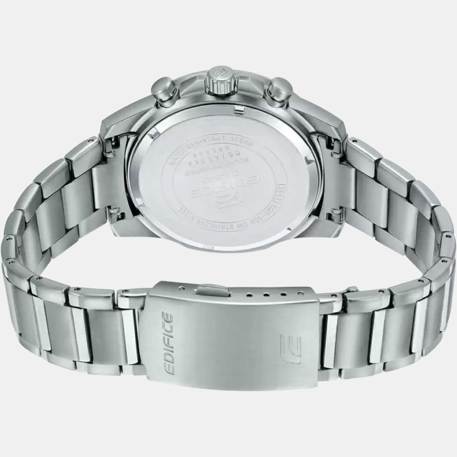 Edifice Men Quartz Silver Dial Chronograph Stainless Steel Watch ED528