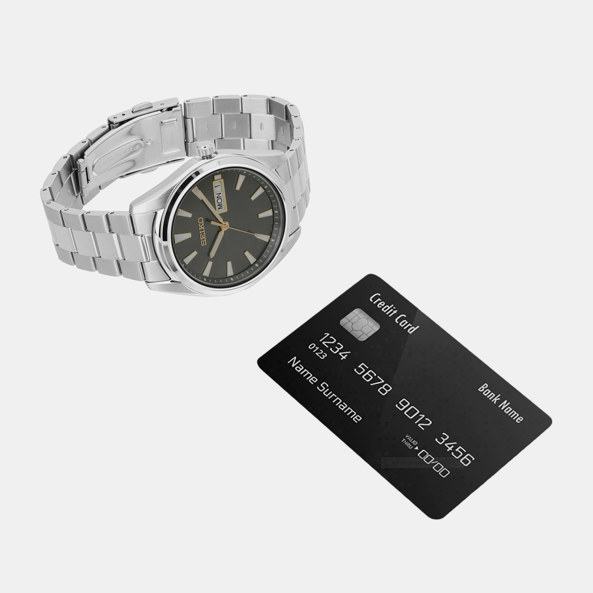Dress Men Quartz Black Dial Analog Stainless Steel Watch SUR307P1