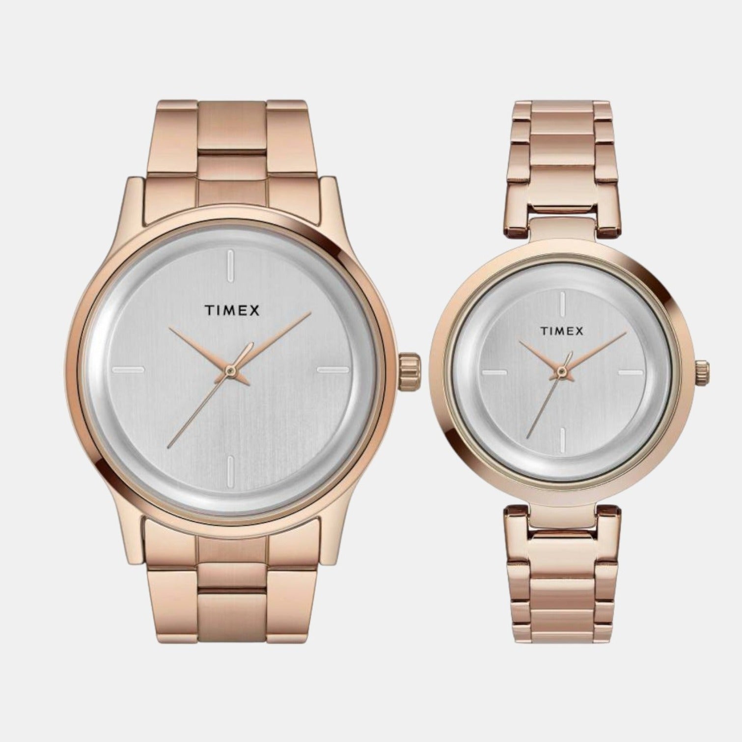 Fashion Couple Quartz Silver Dial Analog Stainless Steel Watch TW00PR294