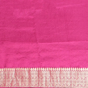Multi-colored ogee design semi-banaras dola silk saree with contrast intricate zari border & ogee zari design pallu