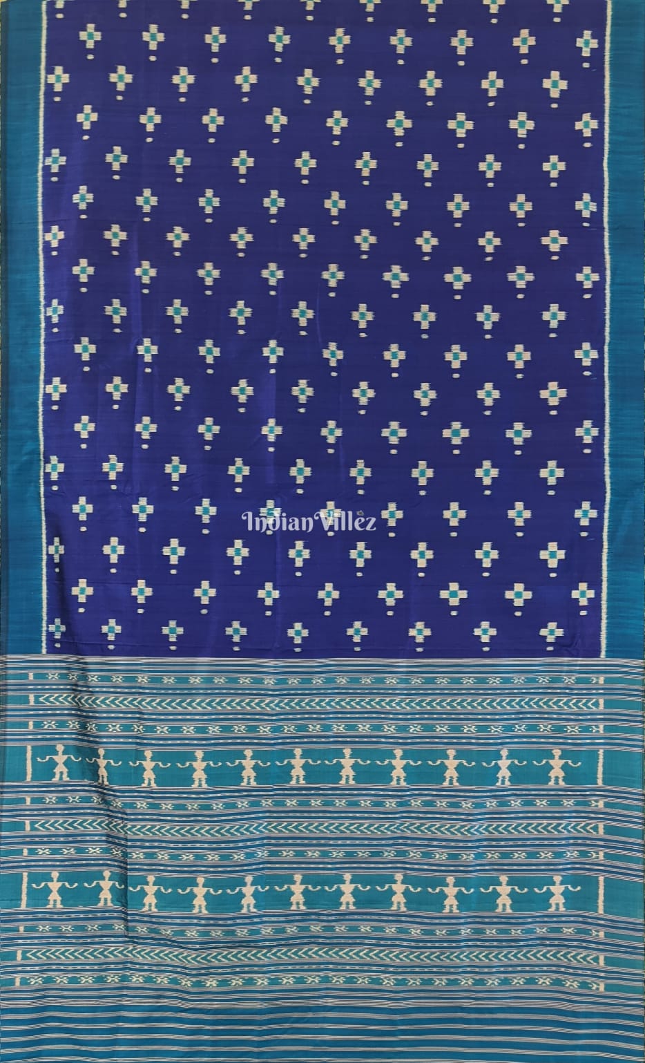 Navy Blue Pasapali Odisha Ikat Contemporary Silk Saree