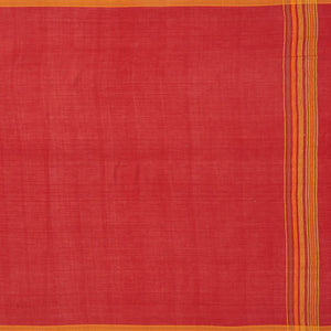 Red Handloom Bhujodi Cotton Saree With Square Buttas