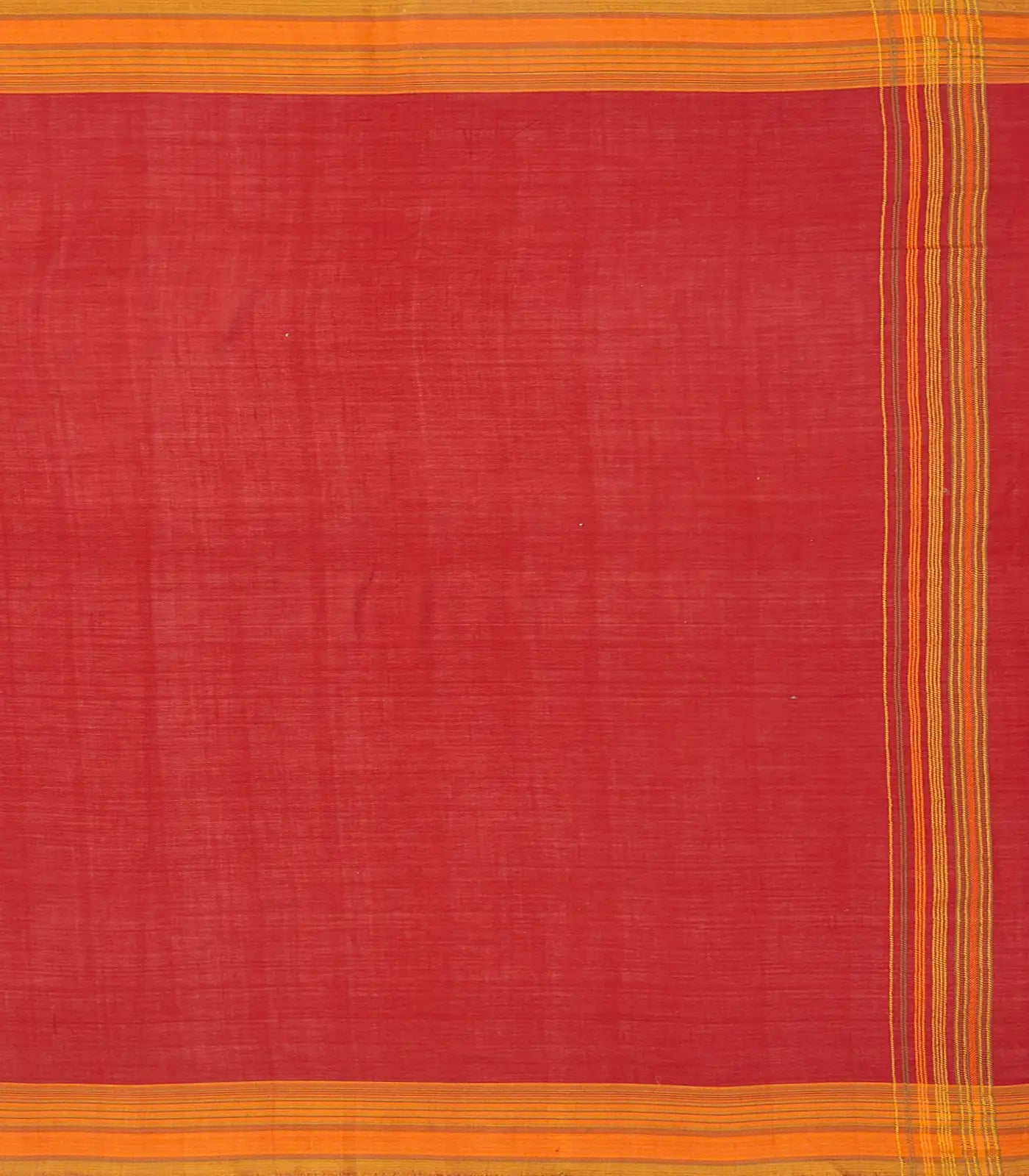Red Handloom Bhujodi Cotton Saree With Square Buttas