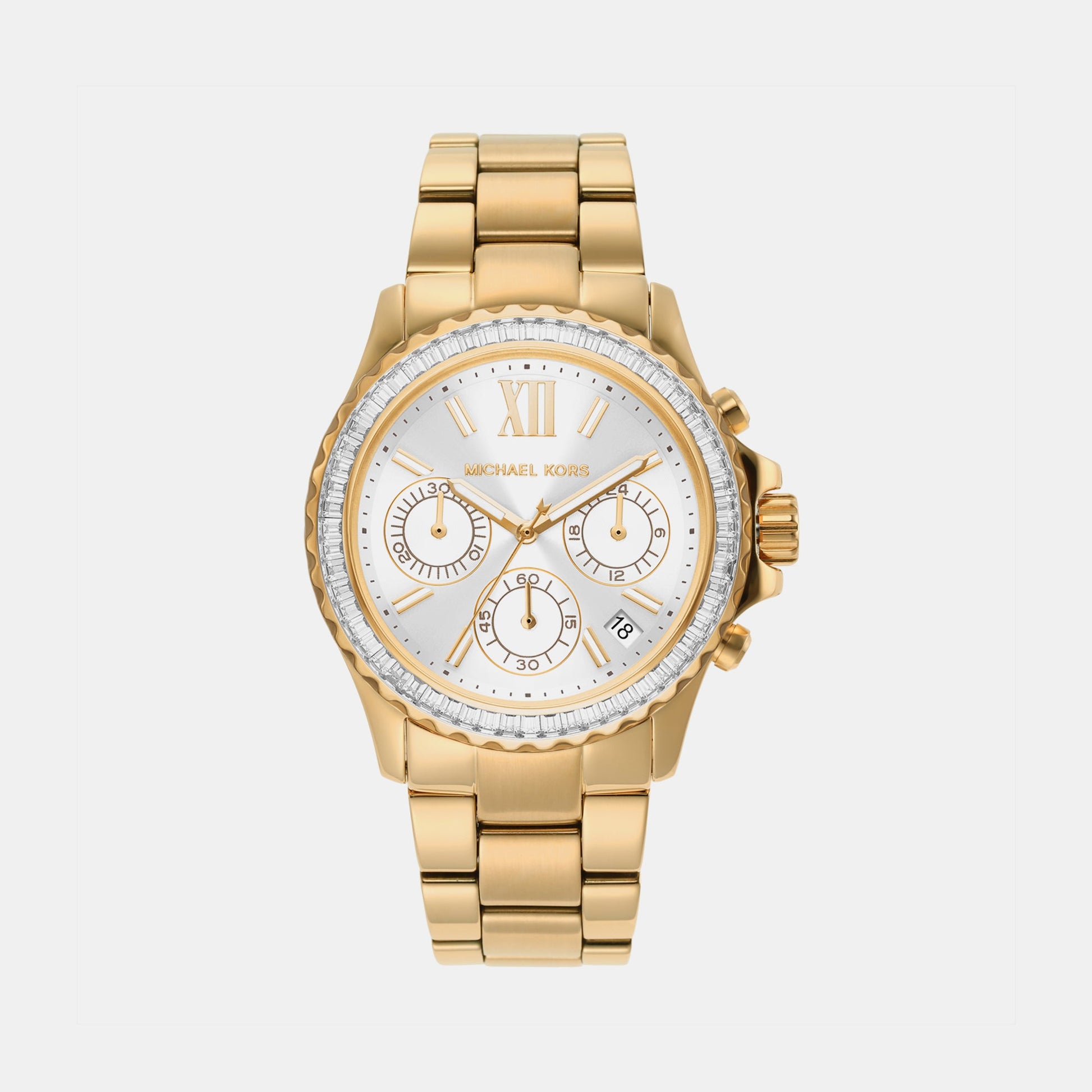 Everest Women Quartz White Dial Chronograph Stainless Steel Watch MK7212