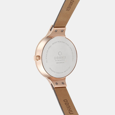 Eng Pebble Women Quartz Grey Dial Analog Leather Watch V201LDVJRJ