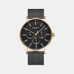 Ege Night Men Quartz Black Dial Analog Stainless Steel Watch V246GMVBMB