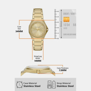 Andrea Women Quartz Gold Dial Analog Stainless Steel Watch AX4608