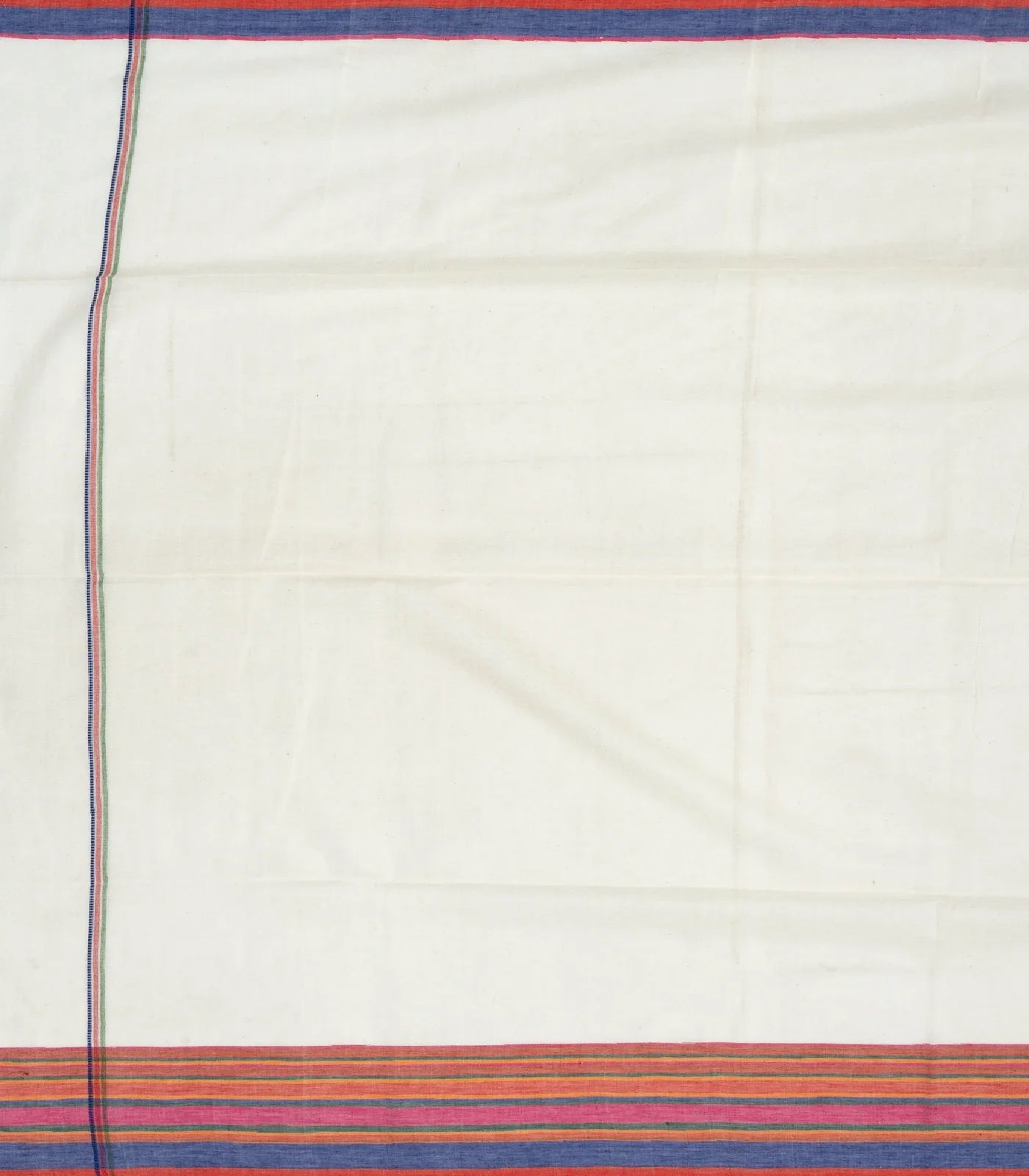 Off White Handloom Bengal Cotton Saree With Stripes