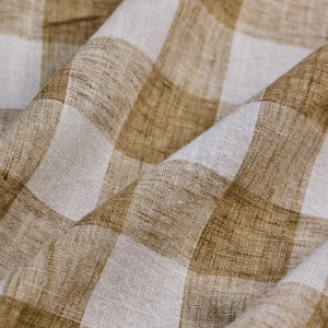 Beige Checks Linen Blend Shirt