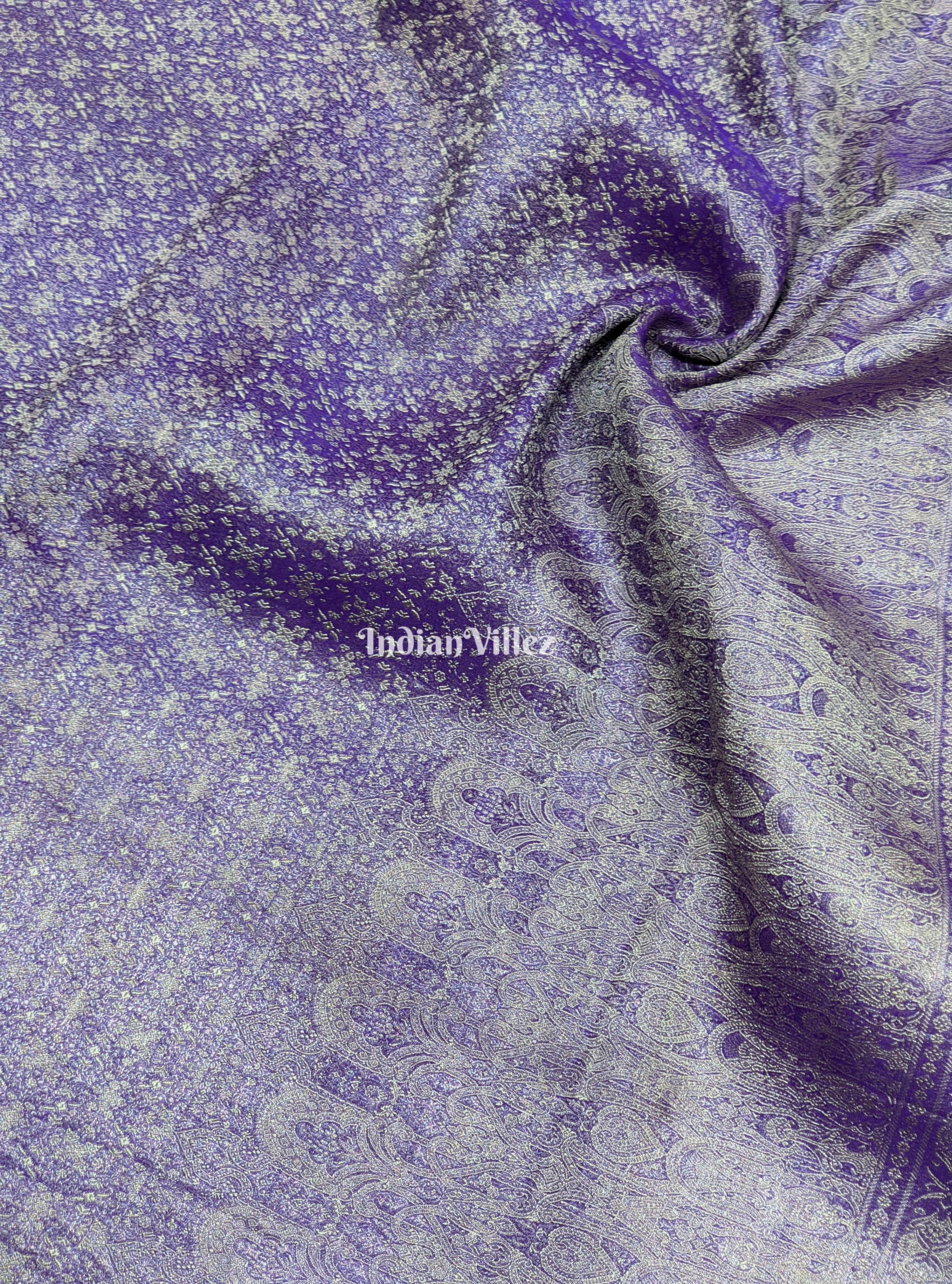 Lilac Flower Brocade Banarasi Handloom Silk Saree