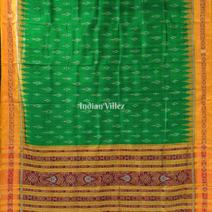 Green Yellow Mayur Chandrika Khandua Silk Saree