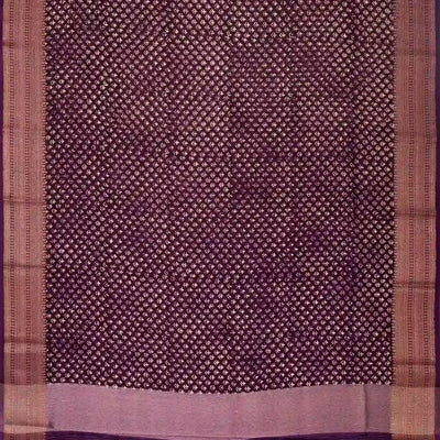 Burgundy Woven Chanderi Cotton Saree Printed With Small Motifs