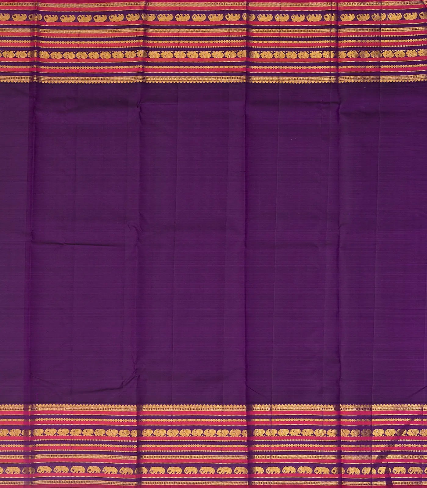 Sandal Handloom Kanchipuram Korvai Silk Saree With Zari Buttas