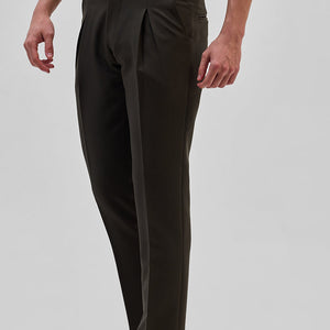 Dark Brown Slim Fit Stretch Trousers