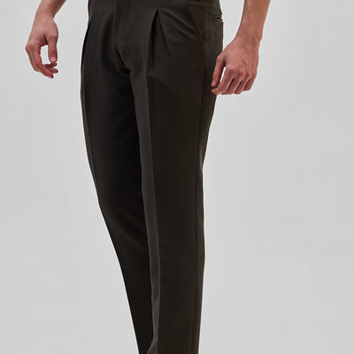 Dark Brown Slim Fit Stretch Trousers