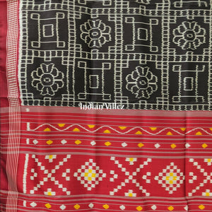 Black Maroon Odisha Ikat Contemporary Silk Saree