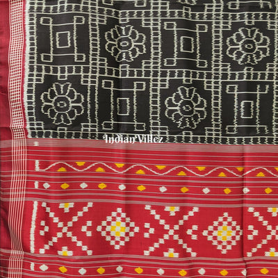 Black Maroon Odisha Ikat Contemporary Silk Saree