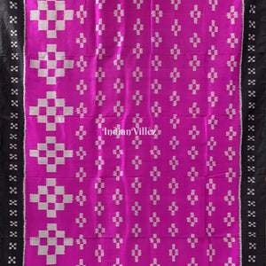 Rani Pink Black Pasapali Contemporary Silk Saree