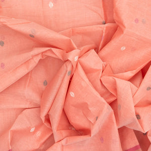 Light Peach Bengal Cotton Saree With Diamond Motifs
